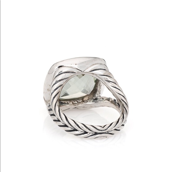 David Yurman 11mm Albion Silver 0.22 ct. tw. Diamond and Prasiolite Ring Sz 5 - Picture 2 of 2